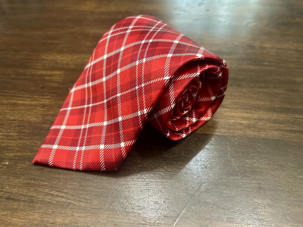Brioni Men's Red Plaid Tie | 100% Silk | Made in Italy